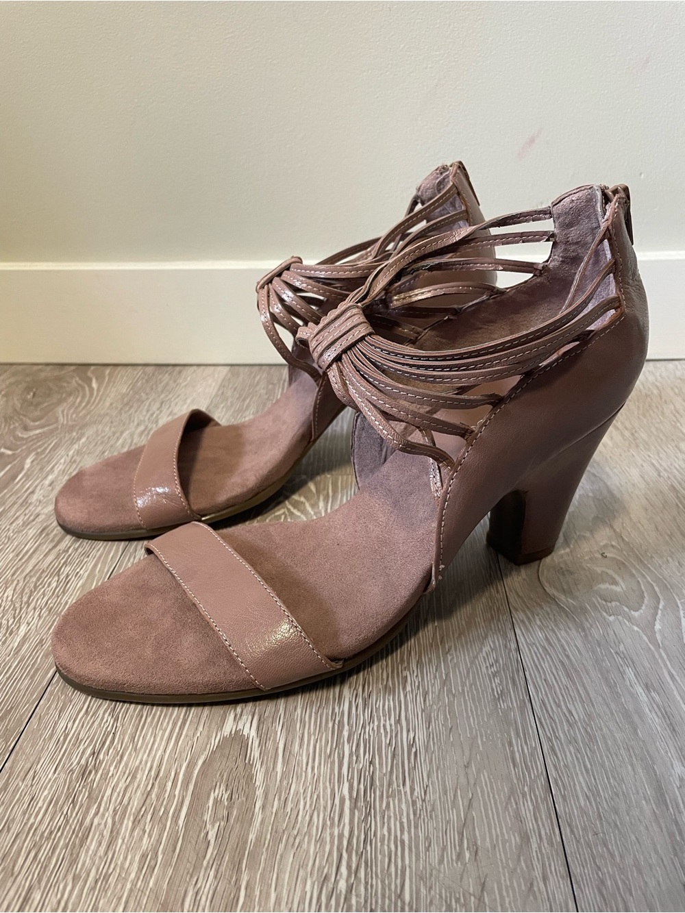 Aerosoles Leather Strappy Heels Dress Sandals Open Toe Dusty Rose Mauve Size 11
